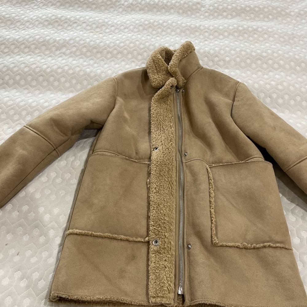 Zara Tan Kids Jacket with Shearling Lining